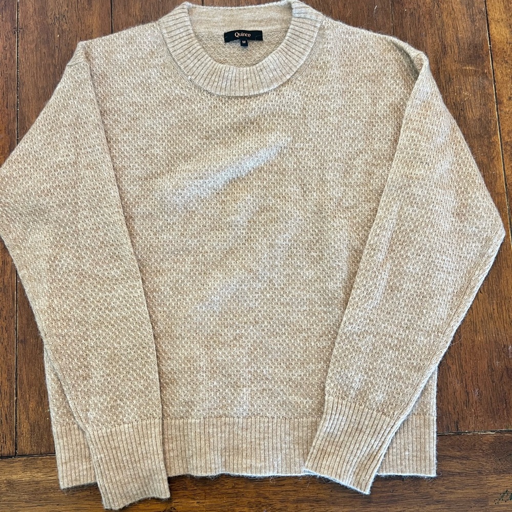 Quince Baby Alpaca Wool Diamond Stitch Crew Sweater